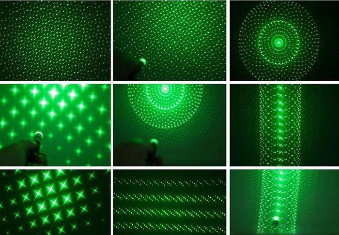 pointeur laser vert différentes formes de fleurs