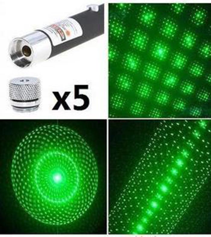 5 en 1 100mW 532nm Mid-open stylo pointeur laser vert kaléidoscopique - FR  - Laserpointerpro